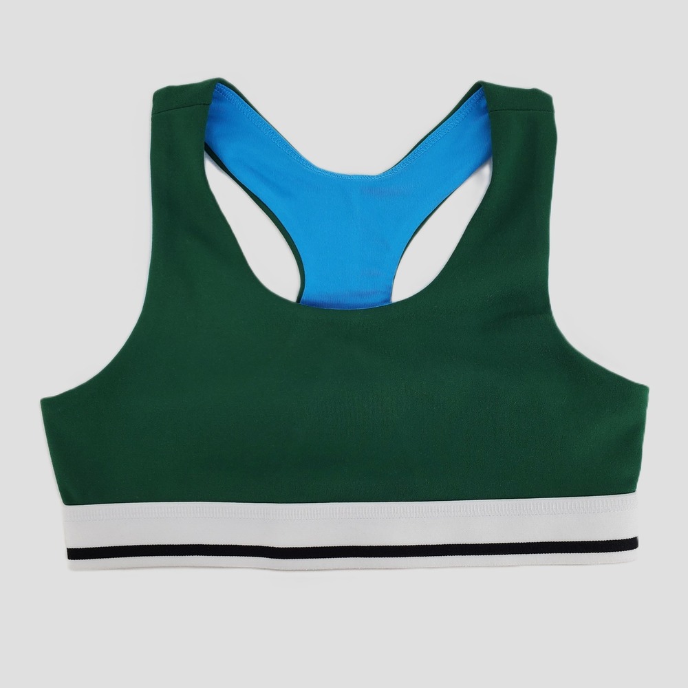 DSG‎ Girls Size Small Momentum Sports Bra Novelty Green Blue Racerback UV 50+